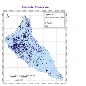 Figura 1b: distribución de pozos de extracción obtenida a partir del inventario de pozos